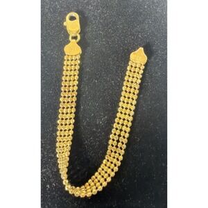 IBB 925 Sterling Silver Gold Plated Multi Strand Moon Cut Ball Bracelet Italy